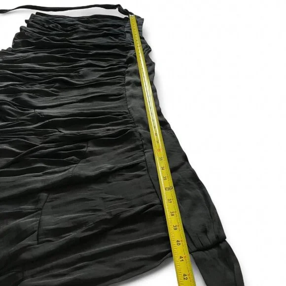 Free People Flowy Feminine Tiered Whimsygoth Coquette Black Wrap Tie Mini Skirt - Picture 6 of 7